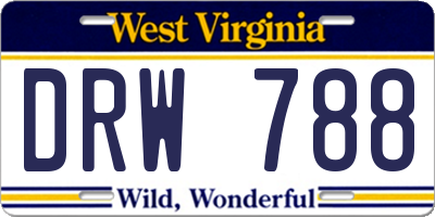 WV license plate DRW788