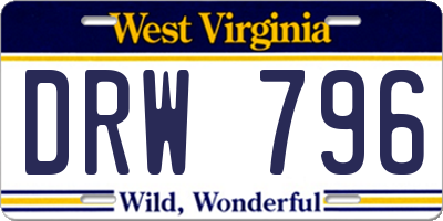 WV license plate DRW796