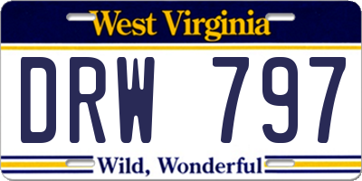 WV license plate DRW797
