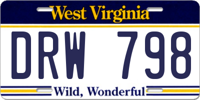 WV license plate DRW798