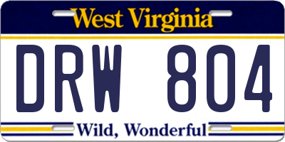WV license plate DRW804