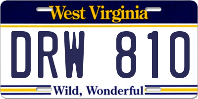 WV license plate DRW810