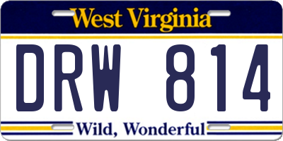WV license plate DRW814