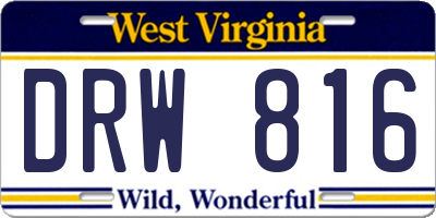 WV license plate DRW816