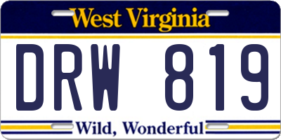 WV license plate DRW819