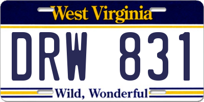 WV license plate DRW831