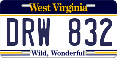 WV license plate DRW832