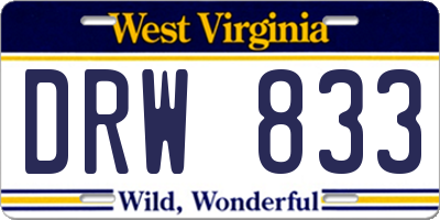 WV license plate DRW833