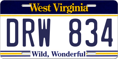 WV license plate DRW834