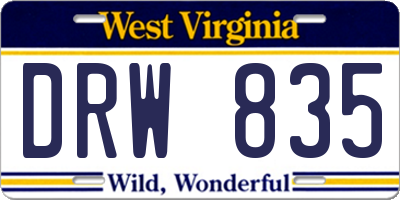 WV license plate DRW835