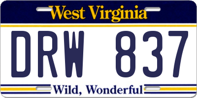 WV license plate DRW837