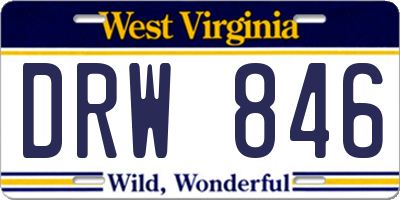 WV license plate DRW846