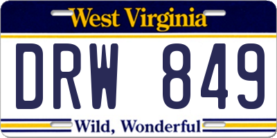 WV license plate DRW849