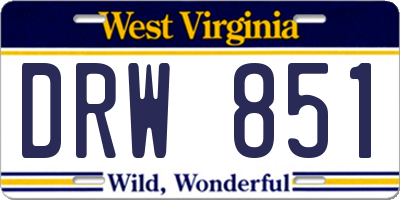 WV license plate DRW851