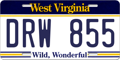 WV license plate DRW855