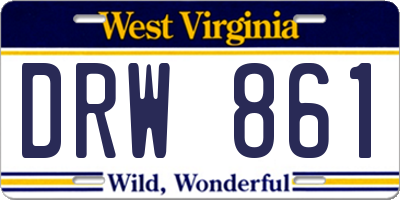 WV license plate DRW861