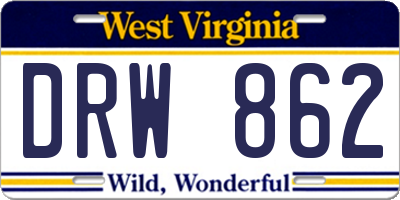 WV license plate DRW862
