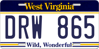 WV license plate DRW865