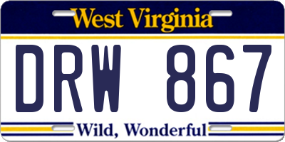 WV license plate DRW867