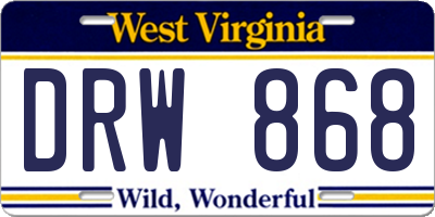 WV license plate DRW868