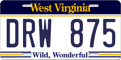 WV license plate DRW875