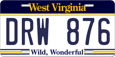 WV license plate DRW876
