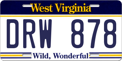 WV license plate DRW878
