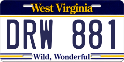 WV license plate DRW881