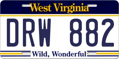 WV license plate DRW882