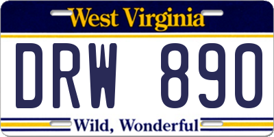 WV license plate DRW890