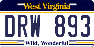 WV license plate DRW893