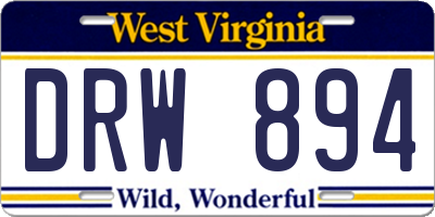 WV license plate DRW894
