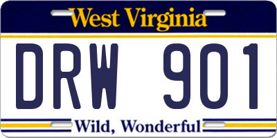 WV license plate DRW901