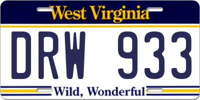 WV license plate DRW933