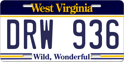 WV license plate DRW936