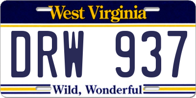 WV license plate DRW937