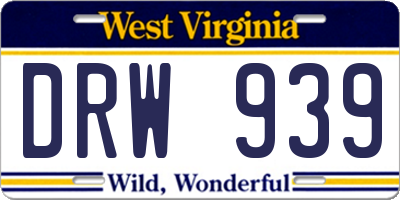 WV license plate DRW939
