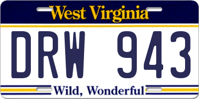 WV license plate DRW943