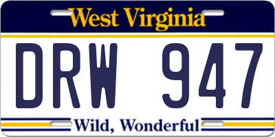 WV license plate DRW947
