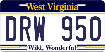 WV license plate DRW950