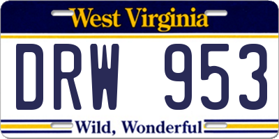 WV license plate DRW953