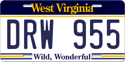 WV license plate DRW955