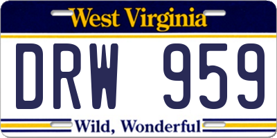 WV license plate DRW959