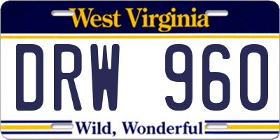 WV license plate DRW960