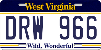 WV license plate DRW966
