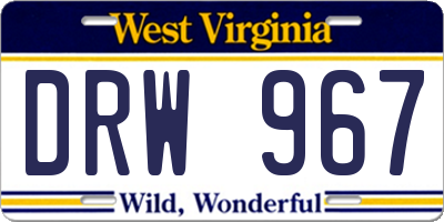WV license plate DRW967