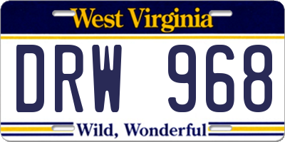 WV license plate DRW968