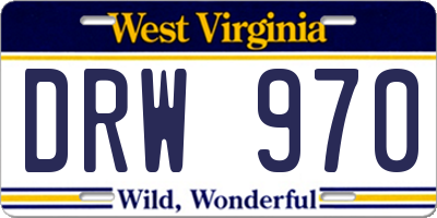 WV license plate DRW970