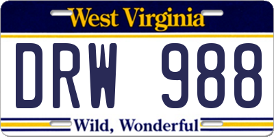 WV license plate DRW988