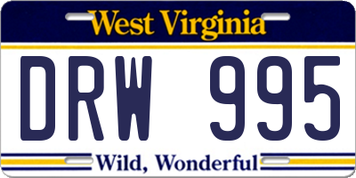 WV license plate DRW995